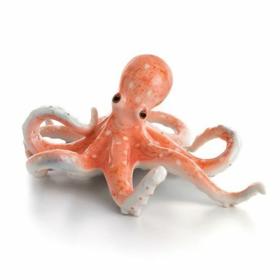 "BY THE SEA" DESIGN SCULPTURED PORCELAIN OCTOPUS FIGURINE 16,5 x 16,5 x 7 cm, FRANZ porcelain