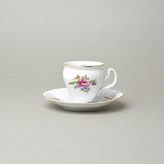 Šálek a podšálek Espresso 75 ml / 12 cm, Thun 1794, karlovarský porcelán, BERNADOTTE míšeňská růže