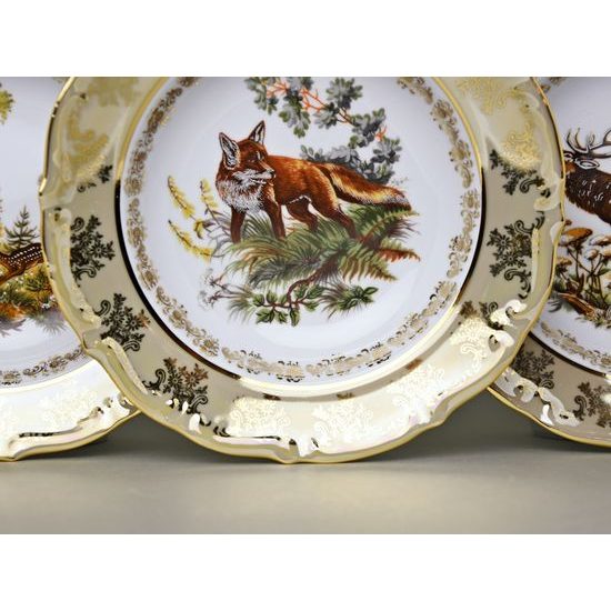 Plate Set for 6 pers., Hunting motifs - Beige, Carlsbad Porcelain