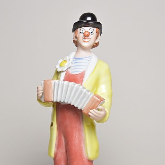 Clown With Accordion, 9 x 9 x 24 cm, Porcelain Figures Duchcov