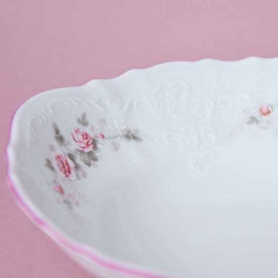 Pink line: Bowl 23 cm, Thun 1794 Carlsbad porcelain, BERNADOTTE roses