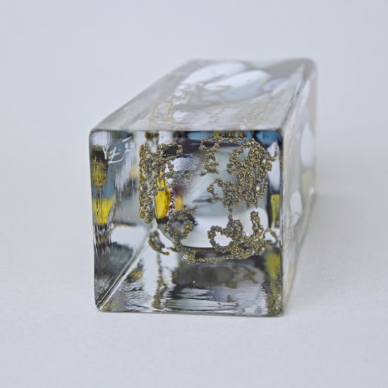 Vase Square 19 cm, collection Fleck, metallurgical glass, Vendula Zámečníková