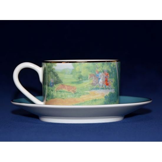 Blenheim Palace - Indian Room, Tiger and elephant: Cup 200 ml and saucer breakfast, English Fine Bone China, Roy Kirkham