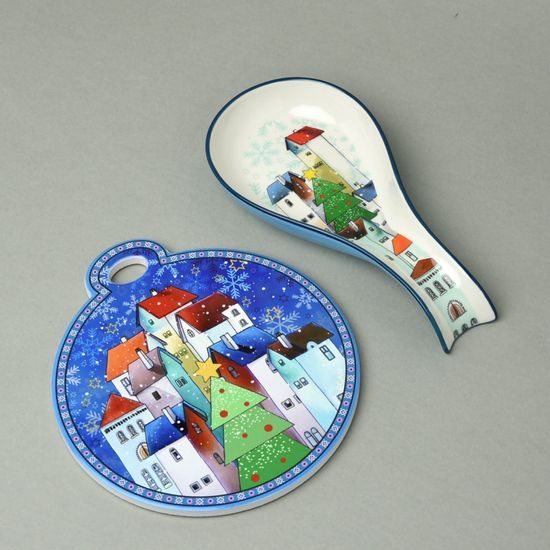 Kitchen shovel 21 x 10 cm + kitchen mat, Christmas village, new bone china EGAN