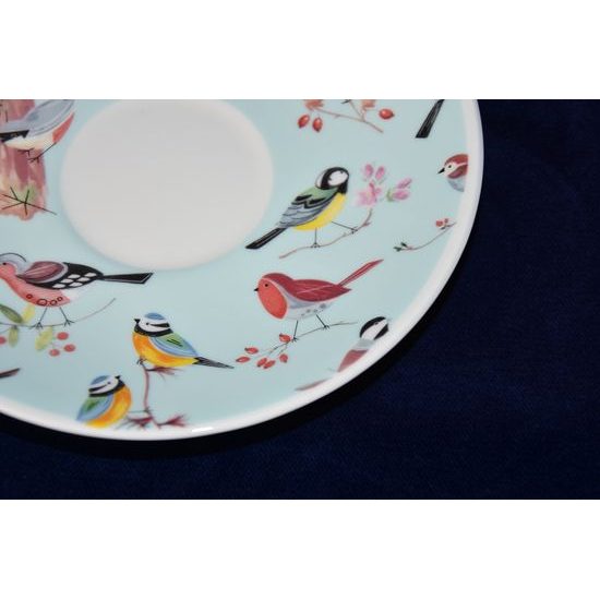 Bird Song: Šálek 420 ml a podšálek snídaňový, Anglický kostní porcelán, Roy Kirkham