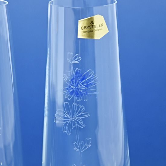 Sklenička na šampaňské / prosecco 250 ml bez nožky, 4 ks., luční kvítí, Bohemia Crystalex