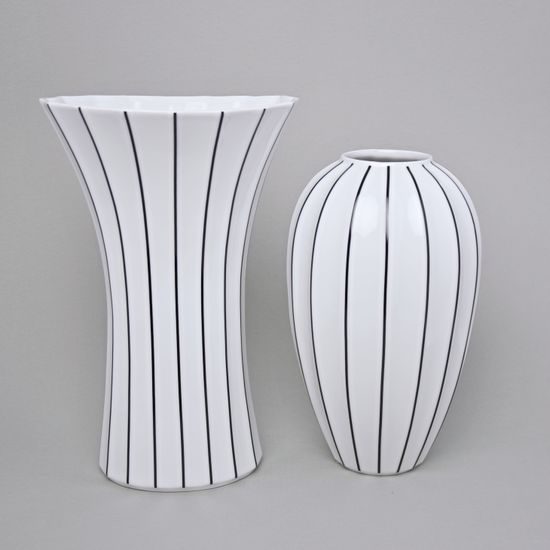 Váza Retro Z 26 cm, bílá + černá linka, porcelán Goldfinger