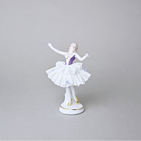 Tanečnice s krajkou (fialová) 8 x 6 x 12 cm, Kurt Steiner, Porcelánové figurky Unterweissbacher
