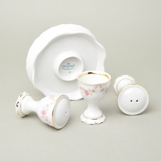 Cruet set 4 pcs. / egg cup set with tray, decor 158 on white, Leander Loučky