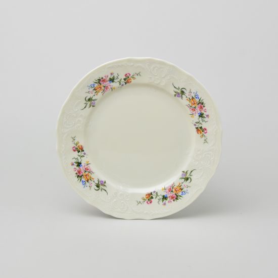 Talíř dezertní 19 cm, Thun 1794, karlovarský porcelán, BERNADOTTE ivory + kytičky