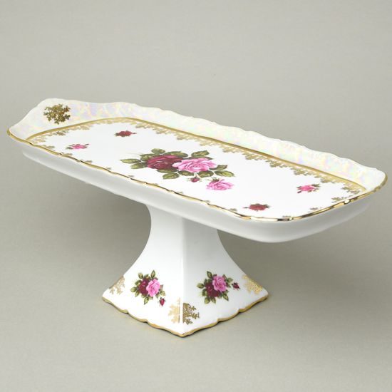 Podnos sandwichový 36 x 15 cm na noze, Cecily, porcelán Carlsbad / QUEENs Crown