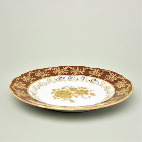 Plate dessert 19 cm, ruby + gold rose, Carlsbad porcelain