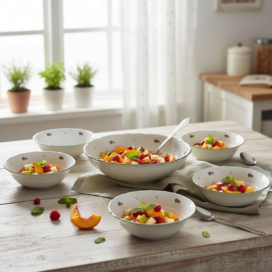 Kompotová sada pro 6 osob, Verona červené kvítí + zelená, G. Benedikt 1882