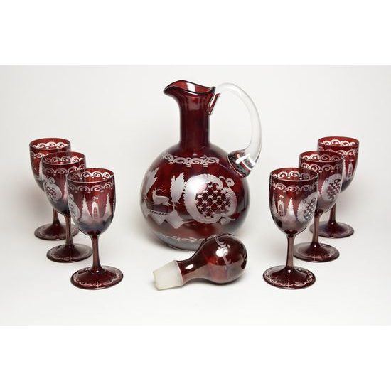 Egermann: Red Stain Wine Set, 26,5 cm, 7 pcs.