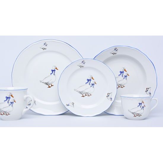 Kořenka s víčkem a nápisem 0,20 l, Český porcelán a.s., husy