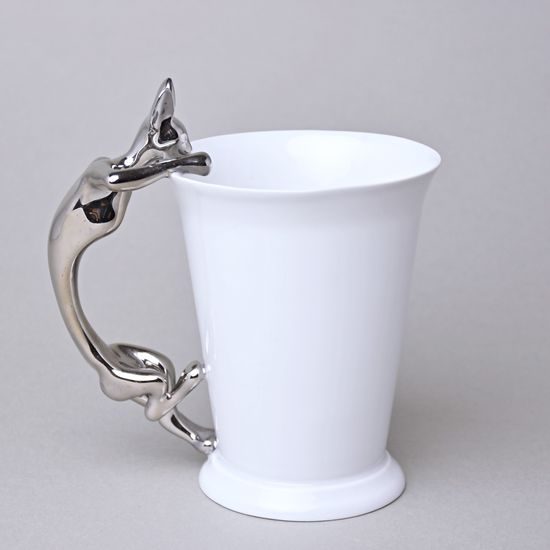 Mug Sphinx with a Cat, 400 ml, Platinum, Goldfinger porcelain