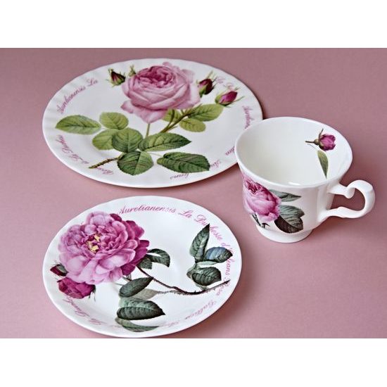 Versailles: Trio set - Šálek 220 ml, podšálek snídaňový a dezertní talíř, anglický kostní porcelán Roy Kirkham