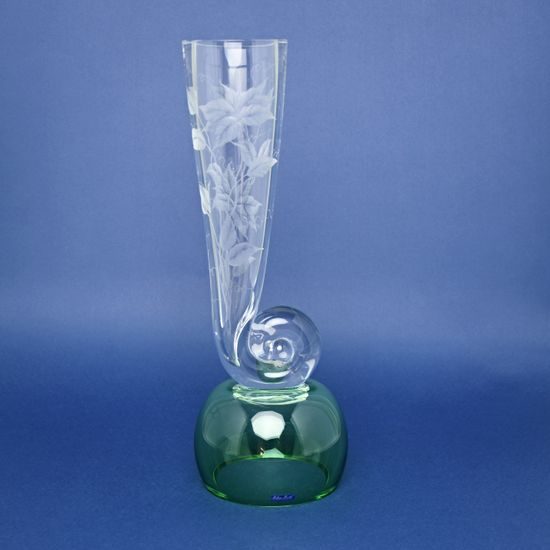 Vase Snail - Green, hand-cut flowers, 385 mm, Milan Mottl