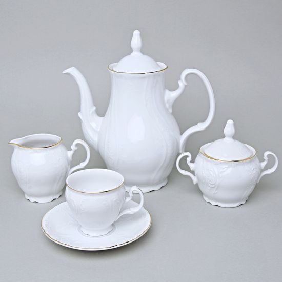 Kávová souprava pro 6 osob, Thun 1794, karlovarský porcelán, BERNADOTTE zlatá linka