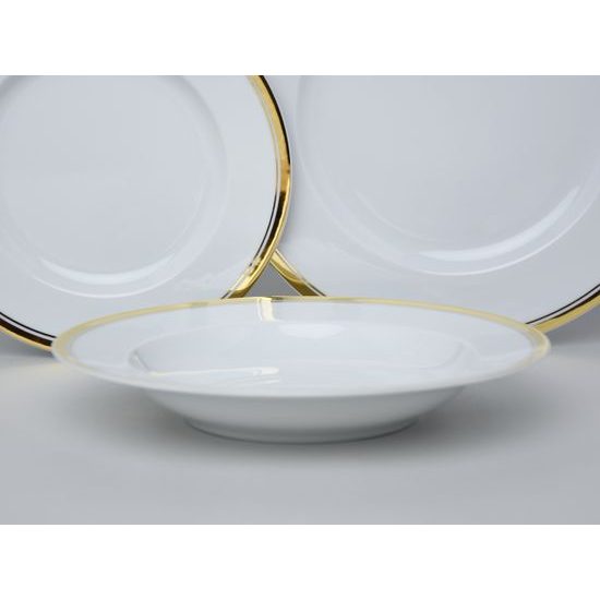 511: Plate set for 6 persons, Sabina, gold rim, Leander 1907