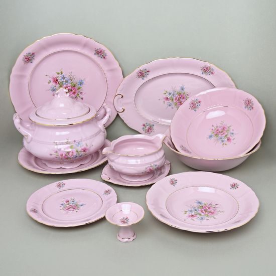 Dining set for 6 pers. Sonata, decor 13, Leander 1907, rose china