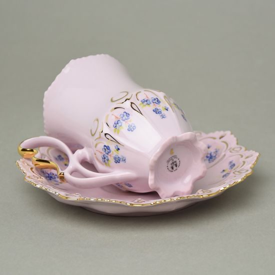 Cup 230 ml tall and saucer 16 cm for chocolate, Lenka 247p, Rose China Chodov