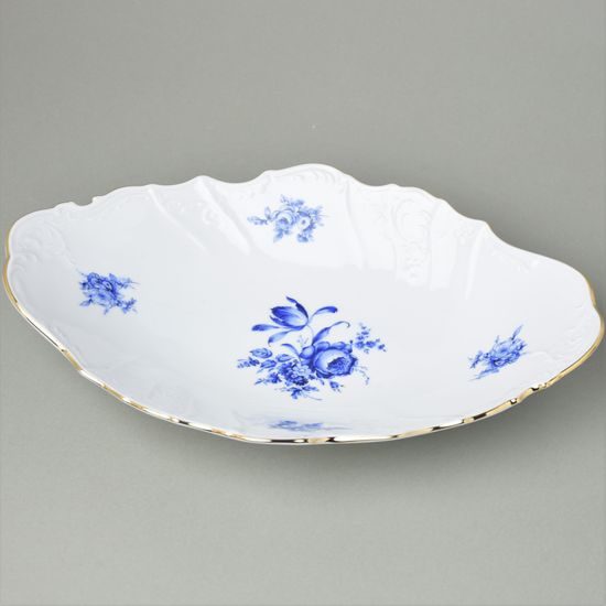 Bread basket 34 cm, Thun 1794 Carlsbad porcelain, BERNADOTTE blue rose