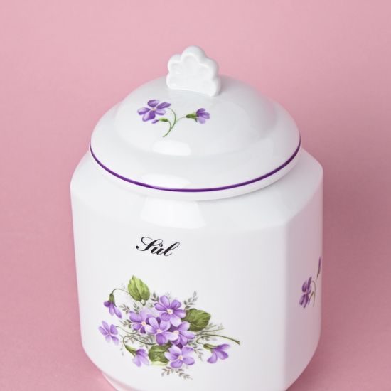 Conatiner for salt 1,1 l, sign "Sůl", Violet, Cesky porcelan a.s.