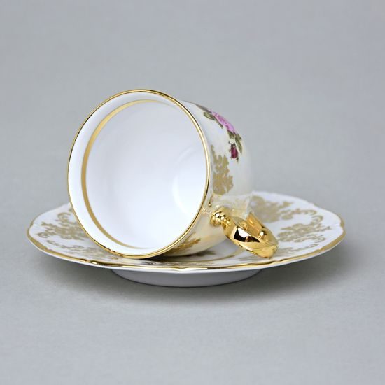 Šálek 110 ml a podšálek 120 mm espresso, Cecily, zlatý listr, Carlsbad