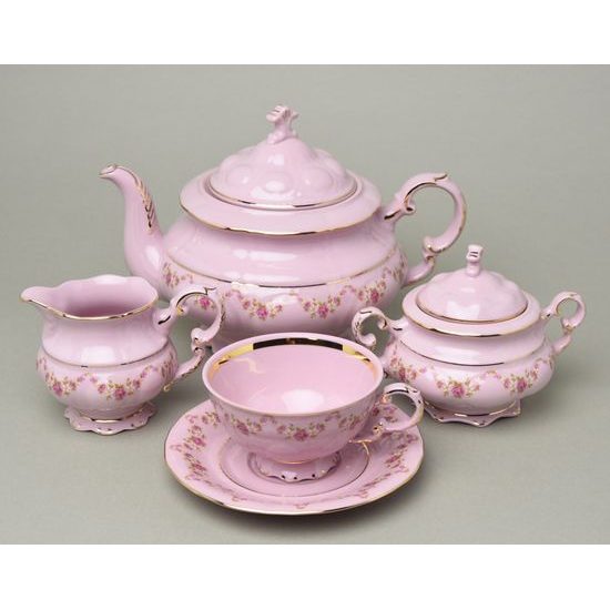 Tea set for 6 pers. Sonata decor 158, Leander 1908, Rose china