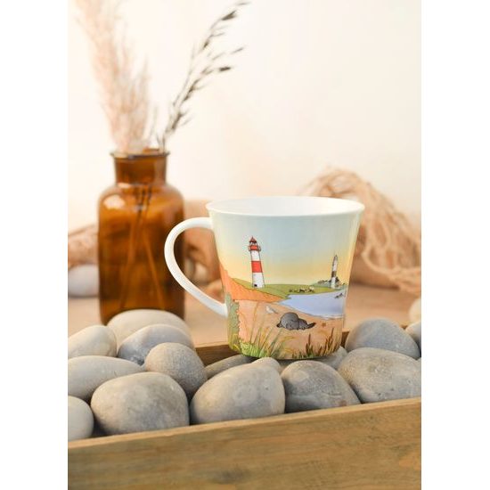 Hrnek 0,35 l Sylt 13 / 10,5 / 9,5 cm, jemný kostní porcelán, Severský domov, Goebel