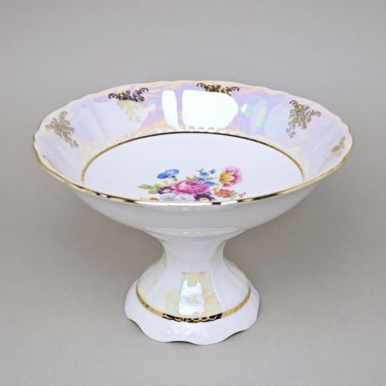 656: Fruit bowl footed h 16 cm, d 23 cm, Sonáta, flowers, Leander Loučky