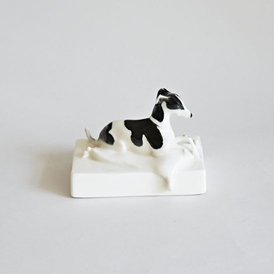 Laying Greyhound, 10 x 8 x 7 cm, Porcelain Figures Gläserne Porzellanmanufaktur