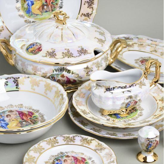 Dining set for 6 pers., The Three Graces + gold, Carlsbad