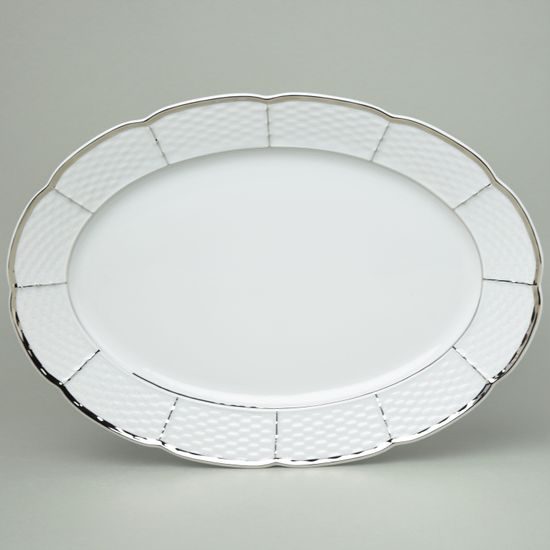 Dish oval 36 cm, Thun 1794, karlovarský porcelán, MENUET platinum