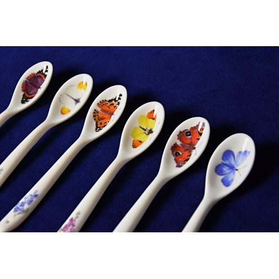 Butterfly Garden, Set of Teaspons 14 cm, 6 pcs., English Fine Bone China, Roy Kirkham