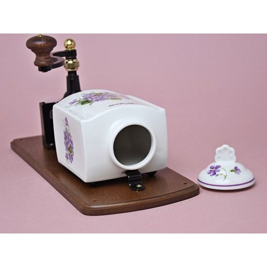 Kávomlýnek závěsný s nápisem 34 cm, fialky, Český porcelán a.s.