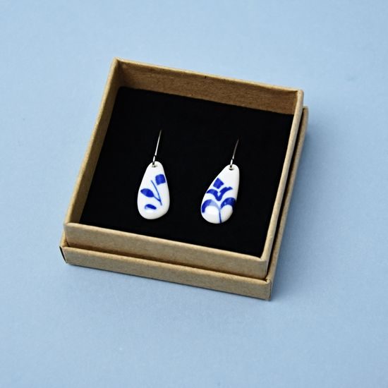 Earings: Drops - Onion Pattern fragments, Porcelain Jewels Studio Mallys