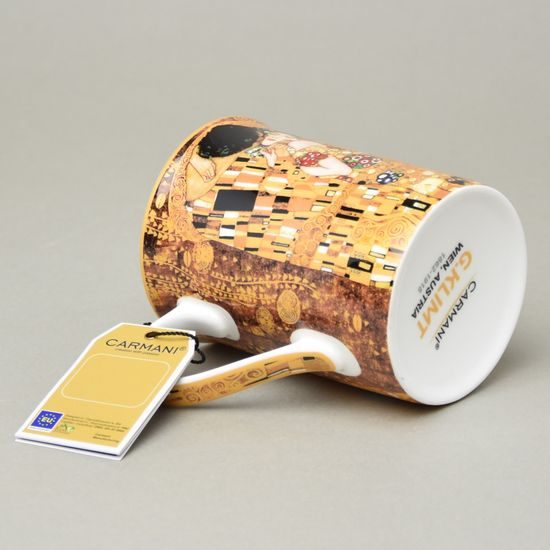 Hrnek 360 ml, G. Klimt, Polibek, kostní porcelán Carmani
