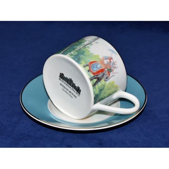 Blenheim Palace - Indian Room, Tiger and elephant: Cup 200 ml and saucer breakfast, English Fine Bone China, Roy Kirkham