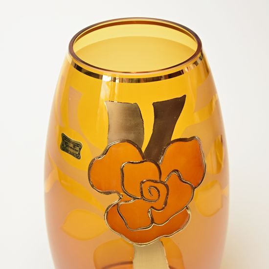 Egermann: Váza Amber žlutá, v: 26 cm, Skleněné vázy Egermann