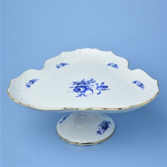 Platter triangular 27 cm footed, Thun 1794 Carlsbad porcelain, BERNADOTTE blue rose