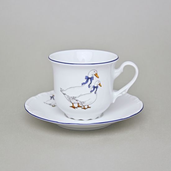 Cup 210 ml + saucer 155 mm, Constance, Geese, Thun 1794, Carlsbad Porcelain