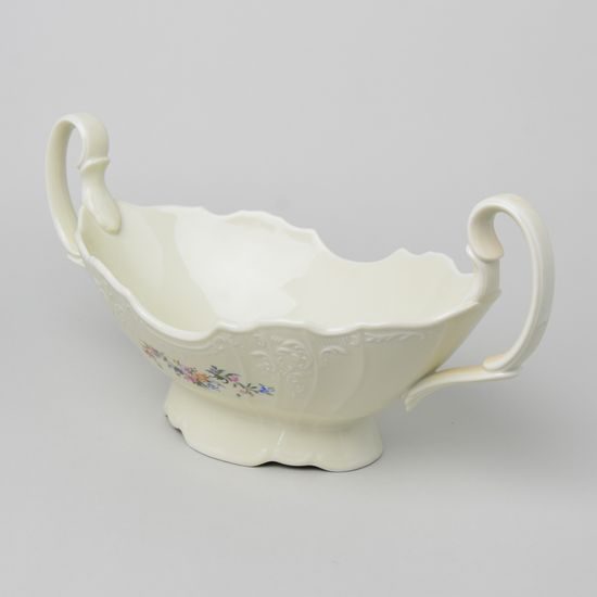 Fruit bowl with handles 36 cm, Thun 1794 Carlsbad porcelain, BERNADOTTE ivory + flowers