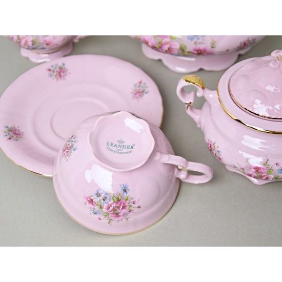 Tea set for 6 pers. Sonata, Leander decor 13, rose china