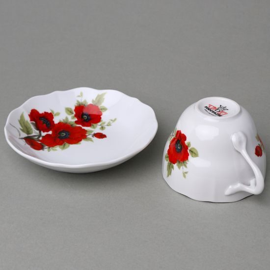 Cup and saucer B + B, 210 ml / 14 cm for coffee, Poppies, Český porcelán a.s.