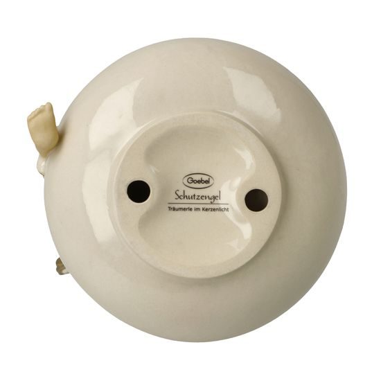 Anděl snící se svícnem béžový 12 / 12,5 / 11,5 cm, kamenina, Goebel