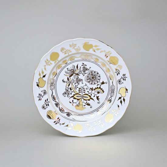 Talíř dezertní 19 cm, zlatý Cibulák, Český porcelán z Dubí