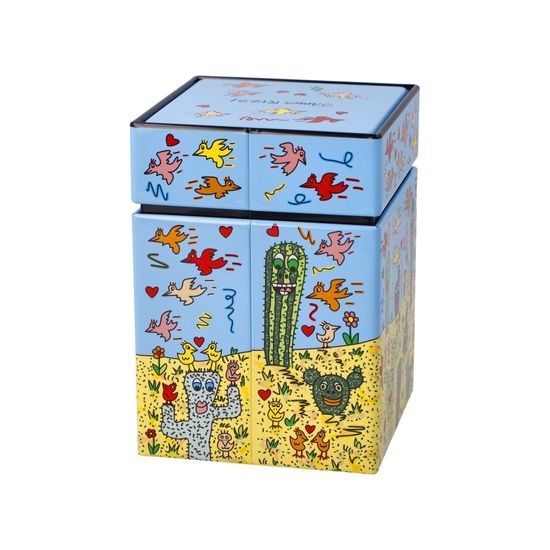 Tea tin James Rizzi - Desert Life, 7,5 / 7,5 / 11 cm, Metal, Goebel