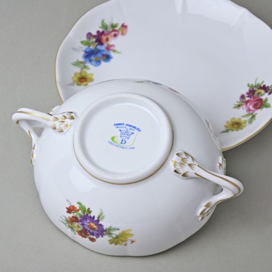 Šálek a podšálek bujón (na polévku) s oušky 0,25 l / 17,5 cm, zlatá linka, Harmonie, Český porcelán a.s.